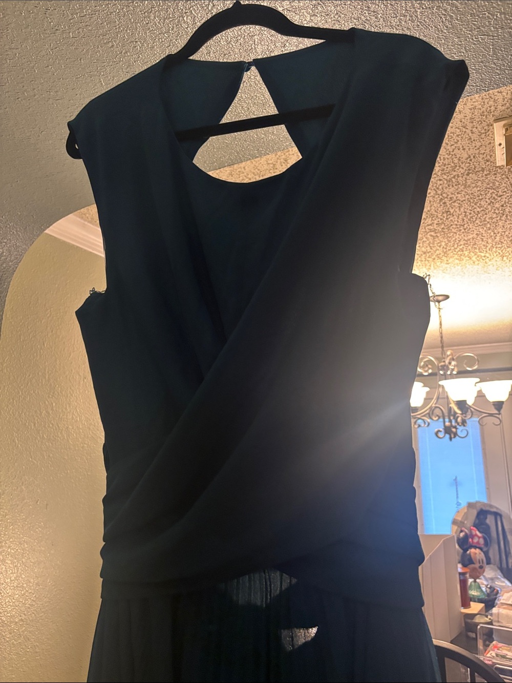 Fame and Partners Greenish-Teal Backless Sleeveless Draped Dress